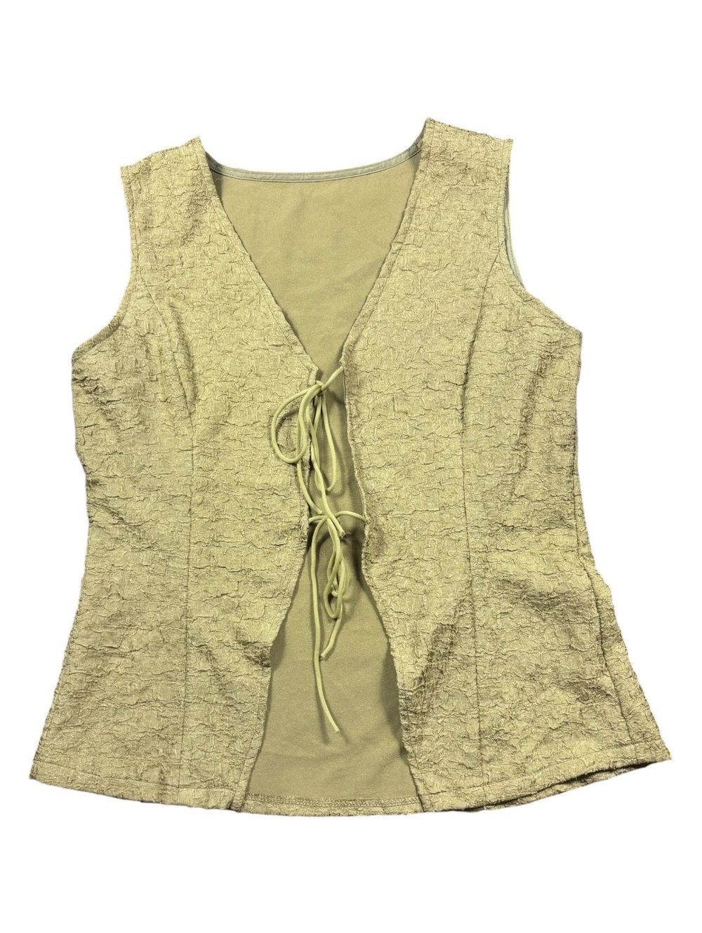 Musera Tie Front Textured Sleeveless Top
